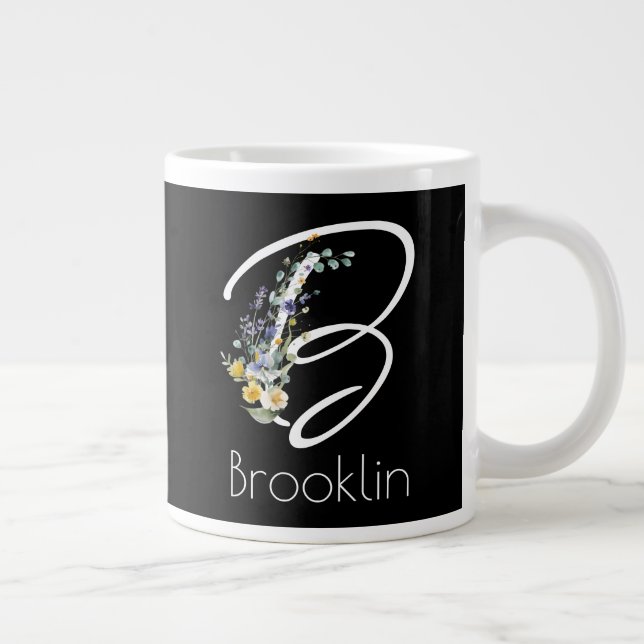 Retirement gift employer  Monogram wildflower Large Coffee Mug (Right)