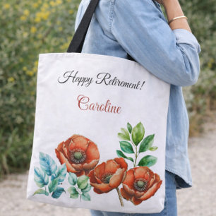 Retirement Gift for Her Watercolor Red Poppies  Tote Bag