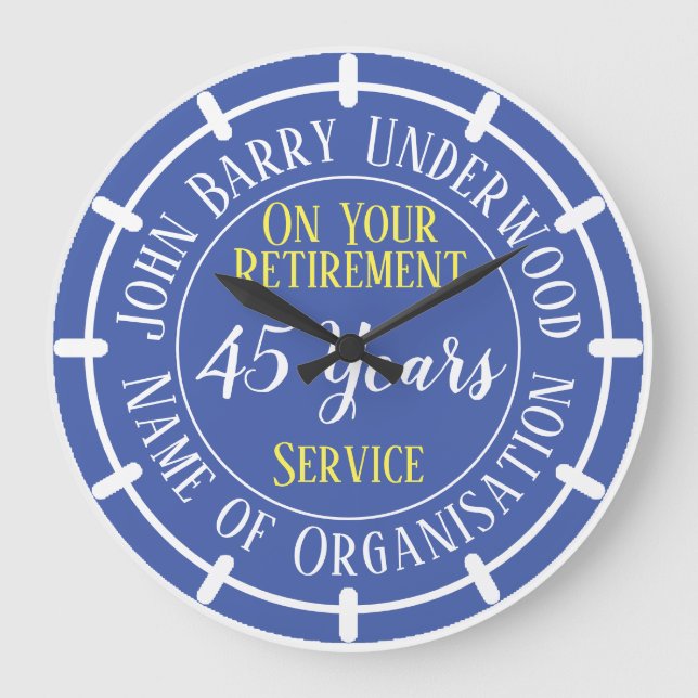 Retirement Gift with Years Served Large Clock (Front)
