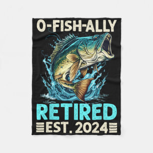 Retirement Gifts Funny Fishing O-fish-ally Retired Fleece Blanket