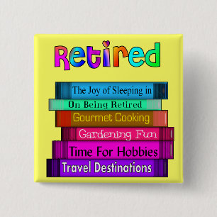 Retirement Gifts Unique Stack of Books Design 2 Inch Square Button