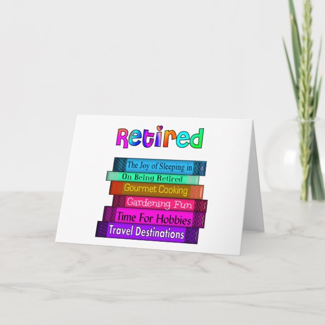 Retirement Gifts Unique Stack of Books Design Card (Front)