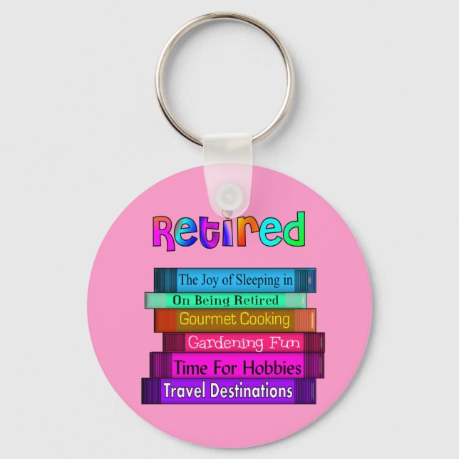 Retirement Gifts Unique Stack of Books Design Keychain (Front)