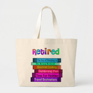 Retirement Gifts Unique Stack of Books Design Large Tote Bag