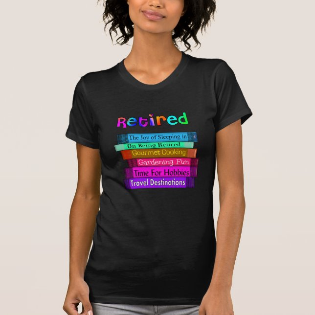 Retirement Gifts Unique Stack of Books Design T-Shirt (Front)