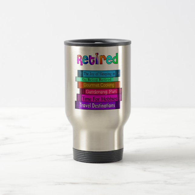 Retirement Gifts Unique Stack of Books Design Travel Mug (Center)