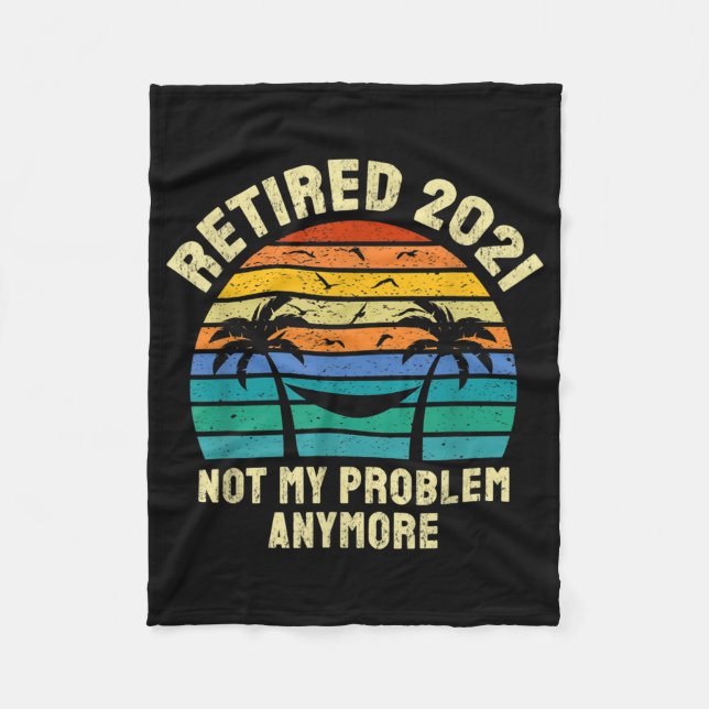 Retirement Gifts Vintage Retired 2021 Fleece Blanket (Front)