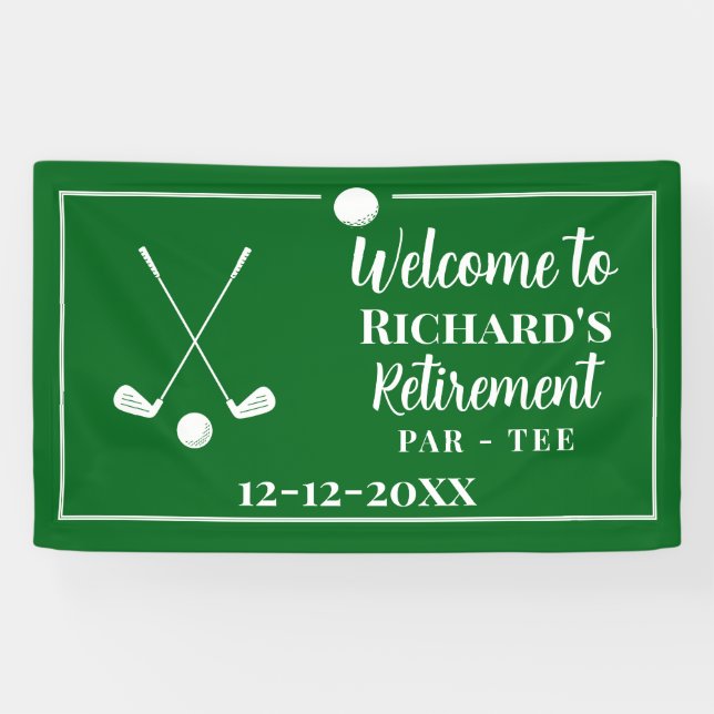 Retirement Golf Ball Tee Flag Modern Banner (Horizontal)