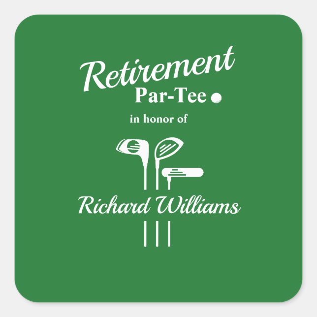 Retirement Golf Clubs Themed Par Tee Square Sticker (Front)