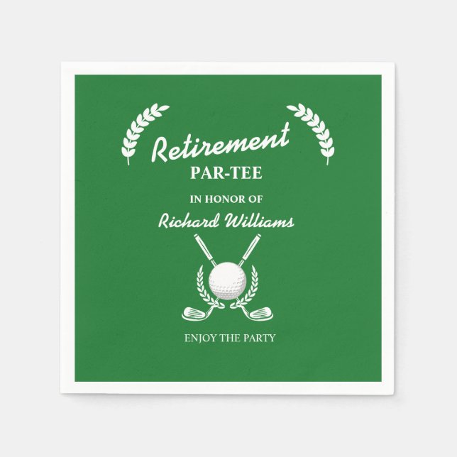 Retirement Golf Clubs Wreath Themed Party Napkin (Front)