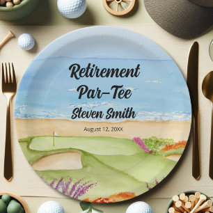 Retirement Golf Course by the Beach Invitation Paper Plate