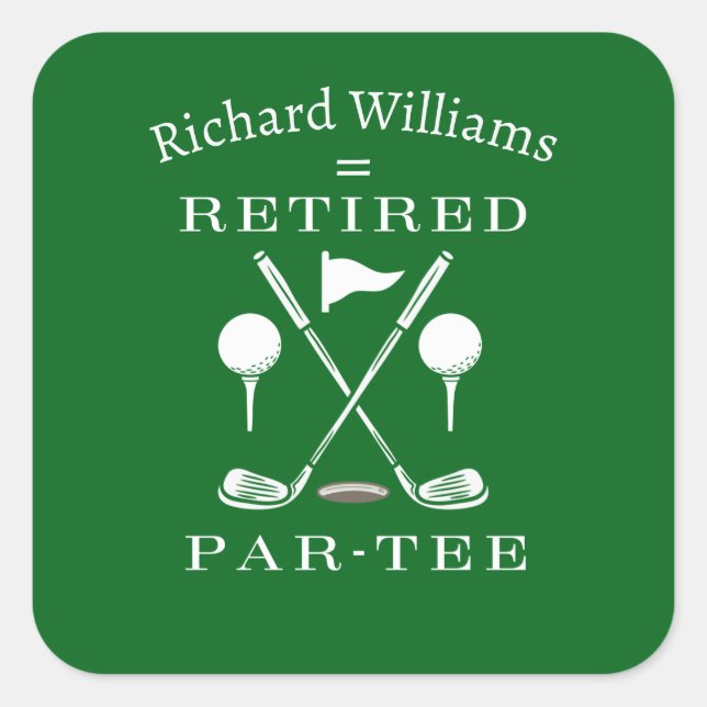 Retirement Golf Modern Emblem Golf Clubs Retired Square Sticker (Front)