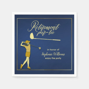 Retirement Golf Party Classic Blue Golden Woman Napkin