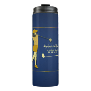 Retirement Golf Party Classic Blue Golden Woman Thermal Tumbler