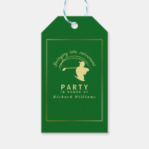 Retirement Golf Party Classic Green Golden Player Gift Tags
