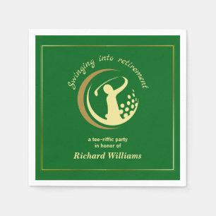 Retirement Golf Party Classic Green Golden Player  Napkin