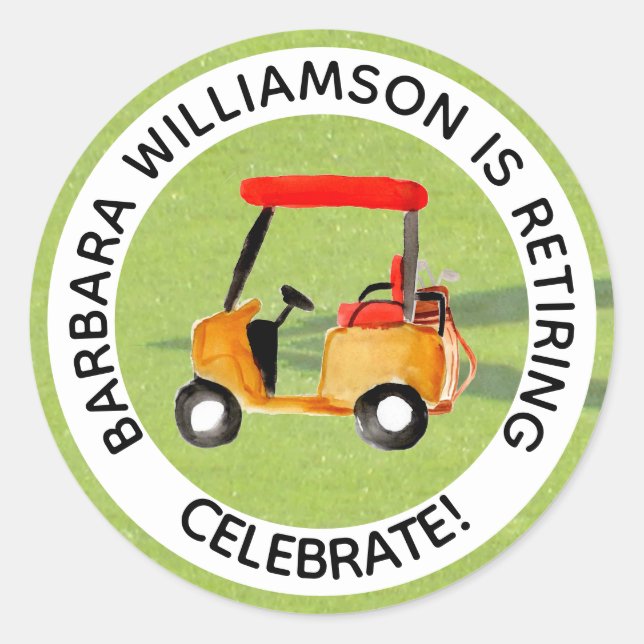 Retirement Golf Themed Party Personalize   Classic Round Sticker (Front)