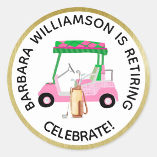 Retirement Golf Themed Party Personalize  Classic Round Sticker
