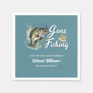 Retirement Gone Fishing Big Fish Retired Fisherman Napkin