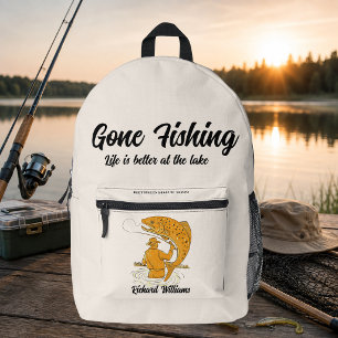 Retirement Gone Fishing Life is Better Retired  Printed Backpack