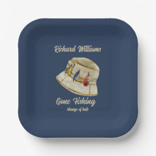 Retirement Gone Fishing Retired Fisherman Hat Paper Plate