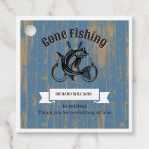 Retirement Gone Fishing Retired Rustic Wood Favour Tags