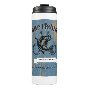 Retirement Gone Fishing Retired Rustic Wood Thermal Tumbler