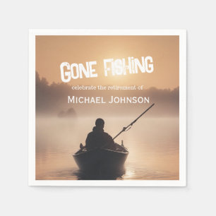 Retirement Gone Fishing Sunrise Retired Fisherman Napkin