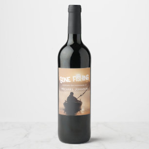 Retirement Gone Fishing Sunrise Retired Fisherman Wine Label