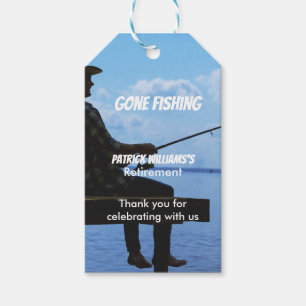 Retirement Gone Fishing Sunset Retired Fisherman Gift Tags