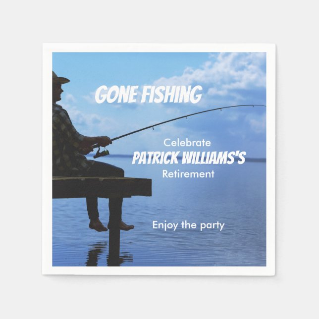 Retirement Gone Fishing Sunset Retired Fisherman Napkin (Front)