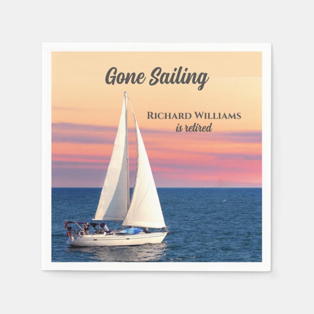 Retirement Gone Sailing Sailboat Sunset Ocean Napkin (Front)