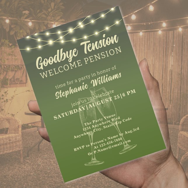 Retirement Goodbye Tension Summer Backyard Party  Invitation (Creator Uploaded)