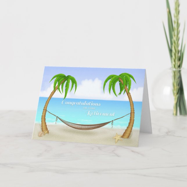Retirement, Hammock, Palm Trees Card (Front)