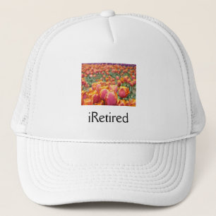 Retirement hats iRetired White Hat s Pink Tulips