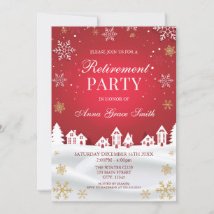 Retirement Holiday Party Red Winter  Invitation