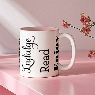 Retirement Inspiration Words Pink Two-Tone Coffee Mug