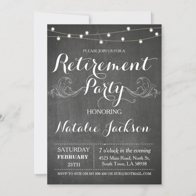 Retirement Invitation Chalk Board Retired Invite (Front)