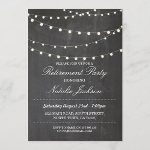 Retirement Invitation Chalk Elegant Lights Invite
