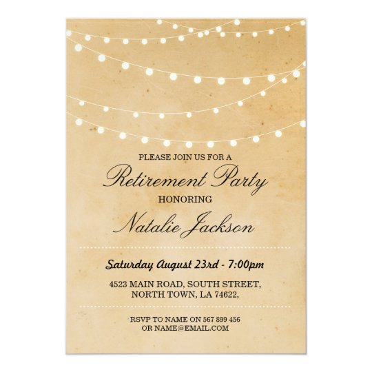 Retirement Invitation Vintage String Lights Invite