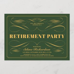 Retirement Invitations - Custom Colour Scrollwork
