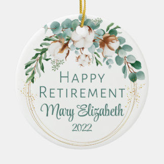 Retirement Keepsake Ornament, Cotton & Eucalyptus Ceramic Ornament