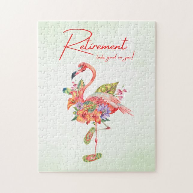Retirement looks good on you! Tropical Flamingo Jigsaw Puzzle (Vertical)