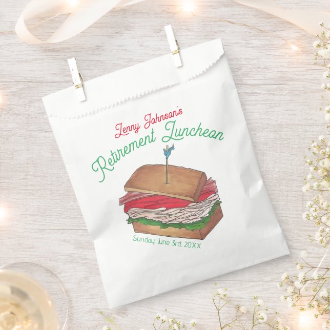 Retirement Luncheon Lunch Turkey Club Sandwich Favour Bag (Clipped)