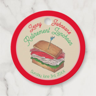 Retirement Luncheon Lunch Turkey Club Sandwich Favour Tags