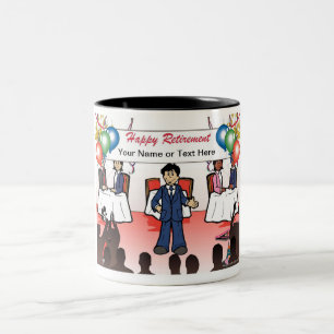 Retirement - Male Cartoon Two-Tone Coffee Mug
