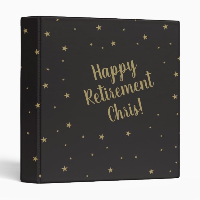 Retirement Memories Album Elegant Gold Stars Binder (Front/Spine)