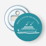 Retirement Monogram Funny Cruise Ship Bottle Opener<br><div class="desc">After many years of working it's time to celebrate retirement! Monogrammed with the honorees name or retirees name. Cruising int retirement funny party theme!
Blue and white line art with cruise ship.</div>