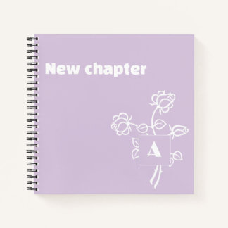Retirement monogram watercolor rose lavender white notebook