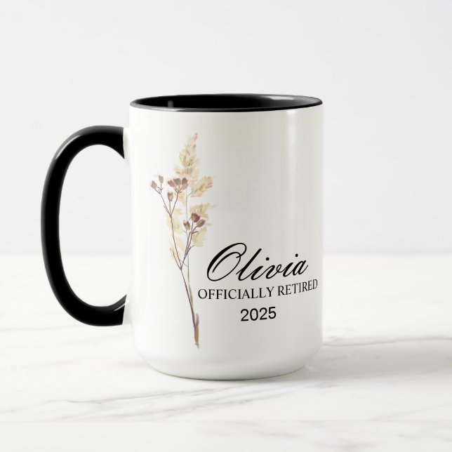 Retirement Mug, Personalized Happy Retirement Cup, Mug (Left)